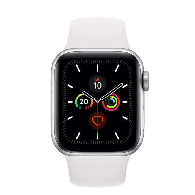 Часы Apple Watch Series 5 GPS 44mm Silver Aluminum Case with White Sport Band