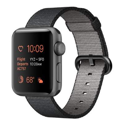 Apple Watch Series 2 38mm Space Gray Aluminum Case with Black Woven Nylon