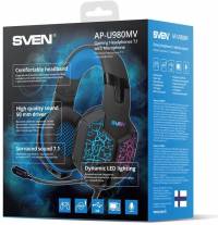 Наушники с микрофоном Sven AP-U980MV черный/синий 2.2м мониторные оголовье (SV-015633)
