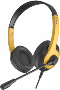Наушники с микрофоном A4Tech Fstyler FH100U желтый/черный 2м накладные USB оголовье (FH100U (BUMBLEBEE))