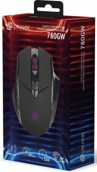 Мышь Оклик 780GW черный оптическая (3200dpi) беспроводная USB для ноутбука (6but)