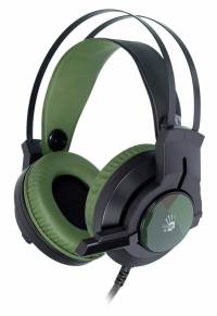 Наушники с микрофоном A4Tech Bloody J450 черный/зеленый 1.8м мониторные оголовье (J450)