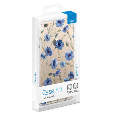 Чехол и защитная пленка для Iphone 6 Deppa Art Case Flovers (Василек)