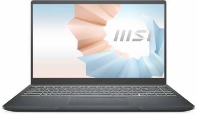 Ноутбук MSI Modern 14 B11MOU-636RU Core i5 1155G7 8Gb SSD512Gb Intel Iris Xe graphics 14" IPS FHD (1920x1080) Windows 11 Home dk.grey WiFi BT Cam
