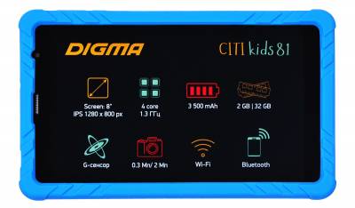 Планшет Digma CITI Kids 81 MT8321 (1.3) 4C RAM2Gb ROM32Gb 8" IPS 1280x800 3G Android 10.0 Go синий 2Mpix 0.3Mpix BT GPS WiFi Touch microSDHC 64Gb minUSB 3500mAh