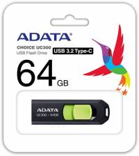 Флеш Диск A-Data 64Gb Type-C UC300 ACHO-UC300-64G-RBK/GN USB3.2 черный/зеленый