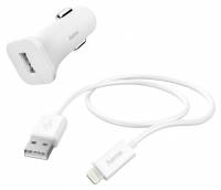 Автомобильное зар./устр. Hama H-183291 1A для Apple белый (00183291)